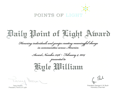 Points of Light Certificate